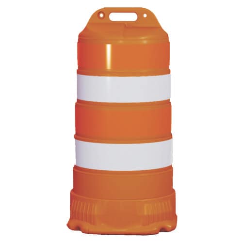 ROADMAX Traffic Drums w/ (2) 6" Orange Avery 7114 bands and (2) 6