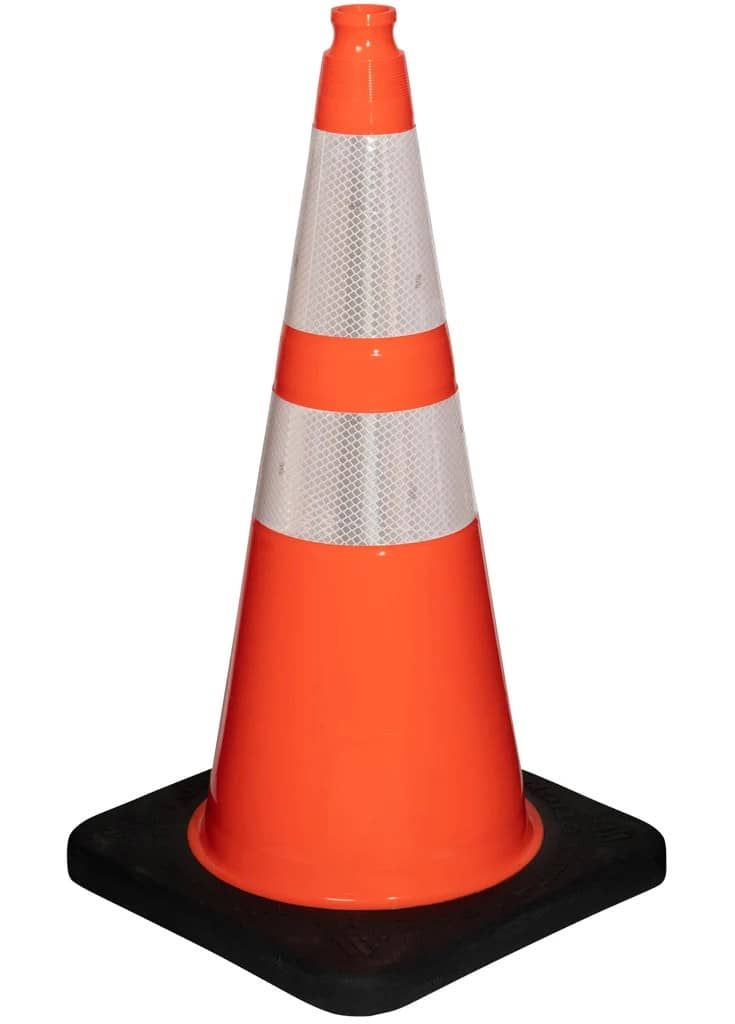 28 Traffic Safety Cone Black Base, 7 lbs - Traffic Cones For Less